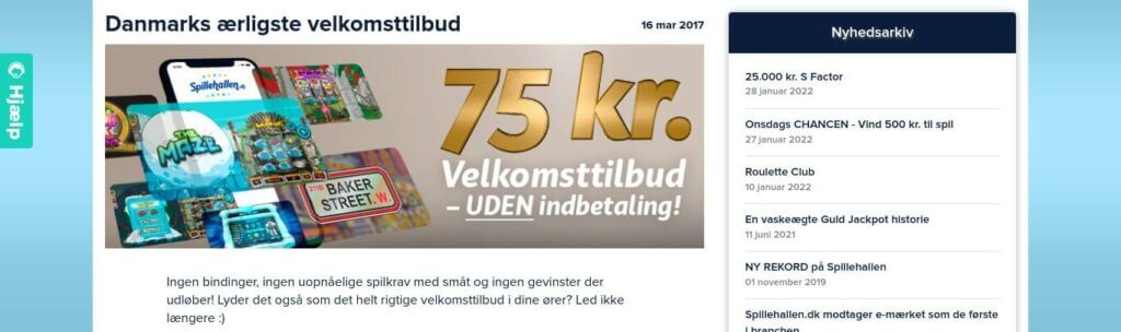 Velkomstbonus hos Spillehallen.dk