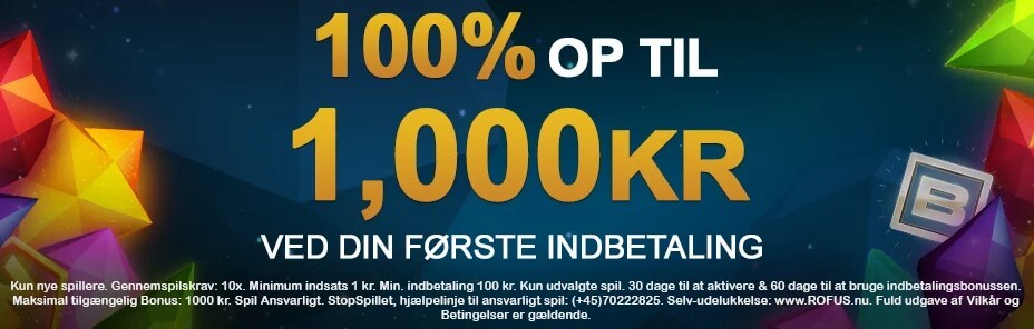 Videoslots giver nye spillere 100% bonus.
