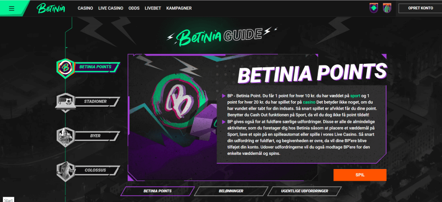 Betinia points