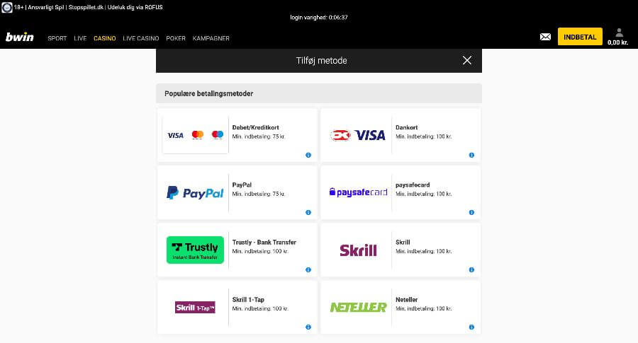 bwin betalingsmetoder