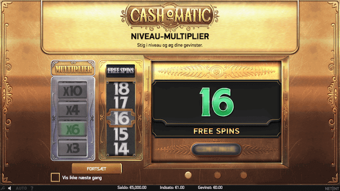 Man kan spille med free spins i Cash-O-Matic