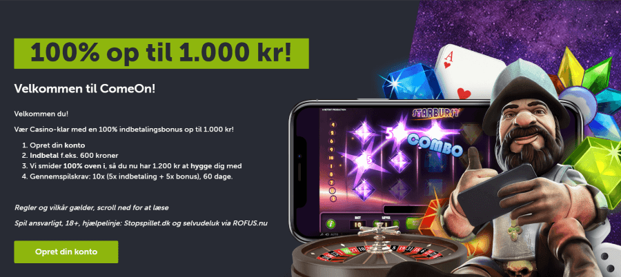 ComeOns velkomstbonus til nye spillere.