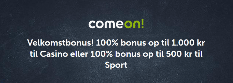 Få velkomstbonus på 100% op til 1.000 kr.