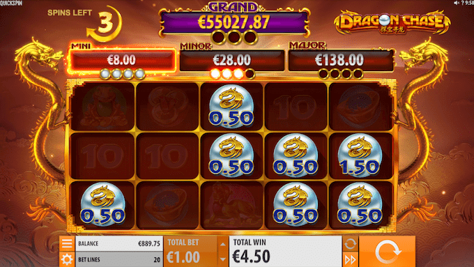 Dragon Chase spillemaskinen fungerer også med free spins