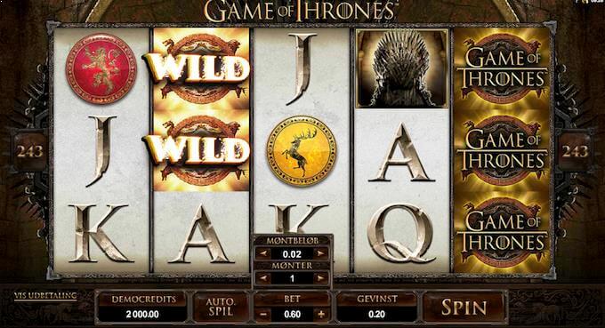 Prøv Game of Thrones på Vera&John casino