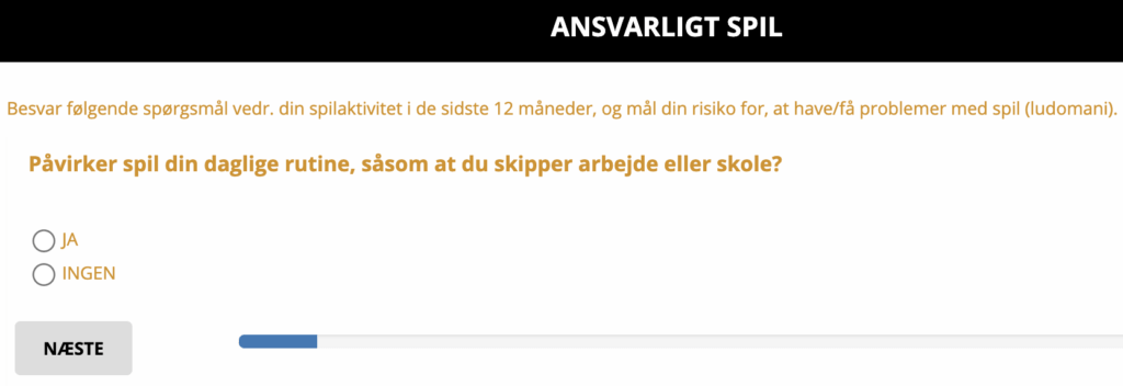 Hos Bellis Casino kan man tage teste sig selv for ansvarligt spil.