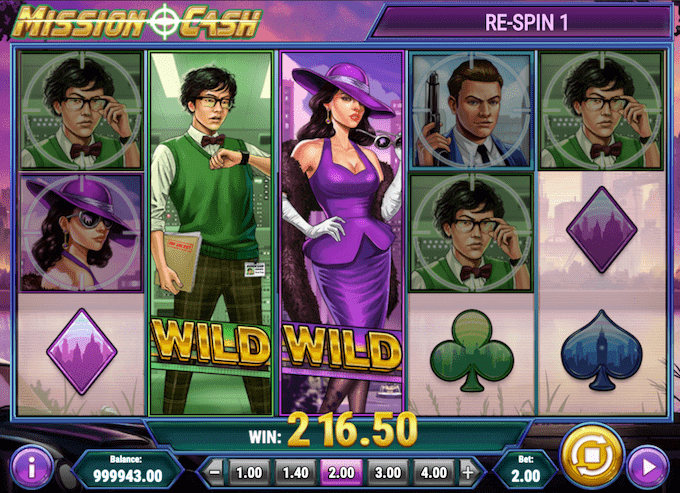 Spil med free spins i Mission Cash spillemaskinen