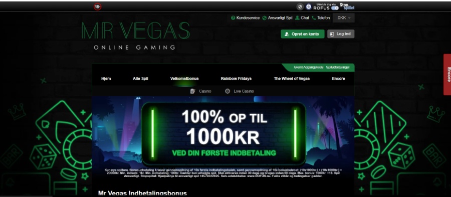 Få 100% bonus hos Mr Vegas