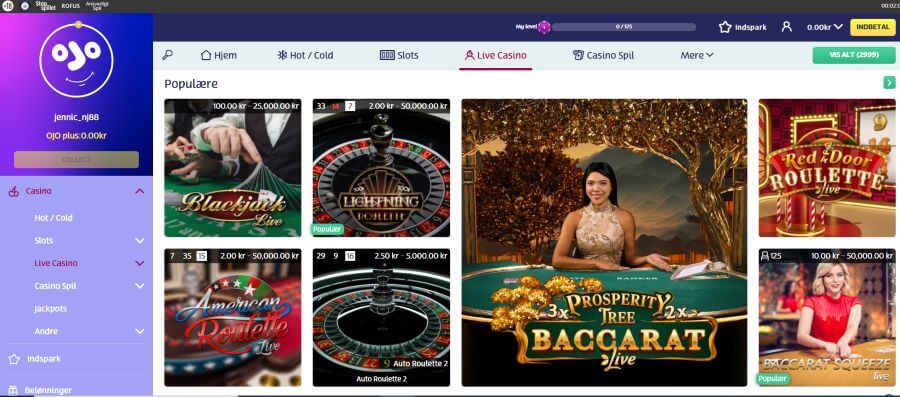 PlayOJOs live casino