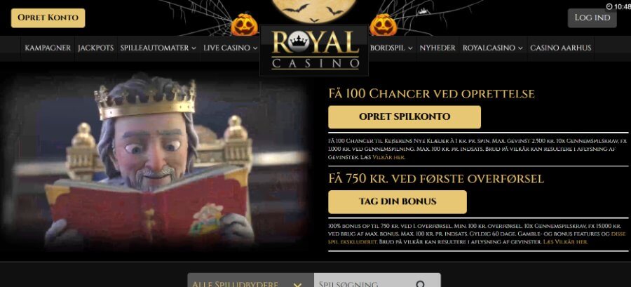 Royalcasino forside screenshot