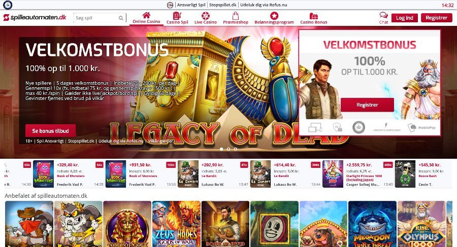 Spilleautomaten.dk forside
