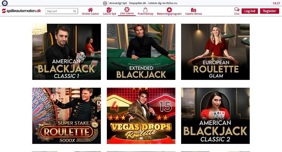 Spilleautomaten.dk live casino