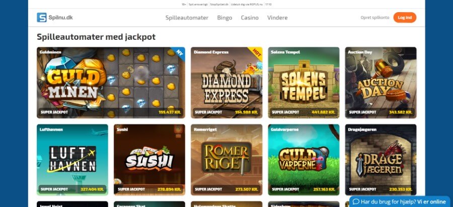 Spillemaskiner med jackpot hos Spilnu.dk