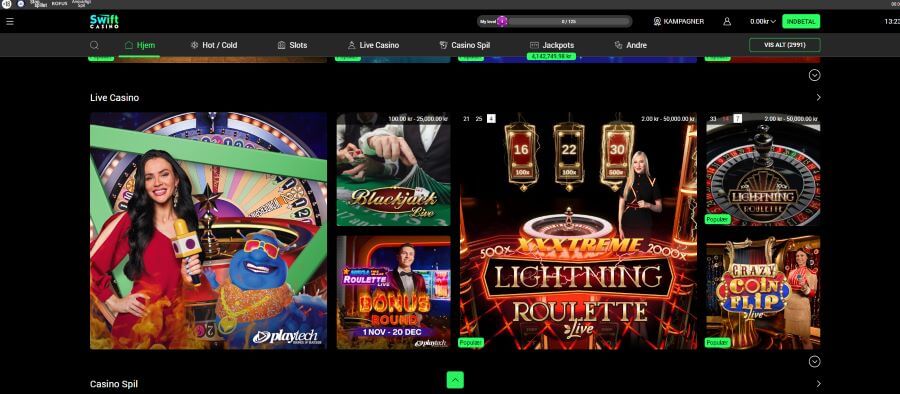 Live casino hos Swift Casino