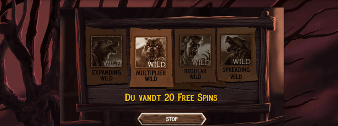 Du kan vinde free spins i The Wolf's Bane spillemaskinen