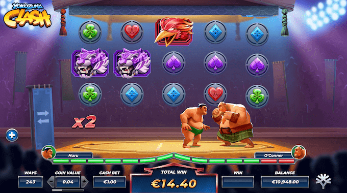 I Yokozuna Clash spillemaskinen skal man i ringen sumoringen i spillets free spins runde